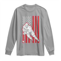 Patriotic American Flag Ice Hockey Player Long Sleeve Shirt Stars And Stripes Sports Graphic