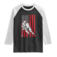Patriotic American Flag Ice Hockey Player Raglan Shirt Stars And Stripes Sports Graphic