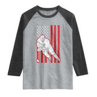 Patriotic American Flag Ice Hockey Player Raglan Shirt Stars And Stripes Sports Graphic