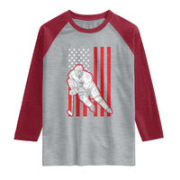 Patriotic American Flag Ice Hockey Player Raglan Shirt Stars And Stripes Sports Graphic