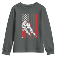 Patriotic American Flag Ice Hockey Player Youth Sweatshirt Stars And Stripes Sports Graphic