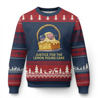 Justice for the Lemon Pound Cake Ugly Christmas Sweater Viral Meme Dessert Parody Retro Hip Hop Vibe