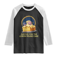 Justice for the Lemon Pound Cake Raglan Shirt Viral Meme Dessert Parody Retro Hip Hop Vibe