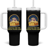 Justice for the Lemon Pound Cake Tumbler With Handle Viral Meme Dessert Parody Retro Hip Hop Vibe