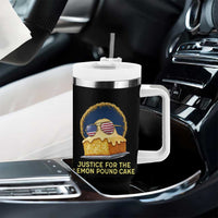 Justice for the Lemon Pound Cake Tumbler With Handle Viral Meme Dessert Parody Retro Hip Hop Vibe