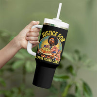 Justice for Lemon Pound Cake Patriotic Meme Tumbler With Handle Funny Viral Hip Hop Parody for Music Rap Fans