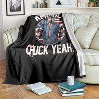 America Chuck Yeah Legendary Action Hero Throw Blanket Patriotic USA Flag Tribute 4th of July Freedom Humor