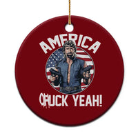 America Chuck Yeah Legendary Action Hero Ceramic Ornament Patriotic USA Flag Tribute 4th of July Freedom Humor