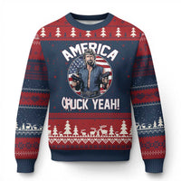 America Chuck Yeah Legendary Action Hero Ugly Christmas Sweater Patriotic USA Flag Tribute 4th of July Freedom Humor