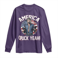 America Chuck Yeah Legendary Action Hero Long Sleeve Shirt Patriotic USA Flag Tribute 4th of July Freedom Humor