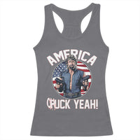 America Chuck Yeah Legendary Action Hero Racerback Tank Top Patriotic USA Flag Tribute 4th of July Freedom Humor