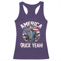 America Chuck Yeah Legendary Action Hero Racerback Tank Top Patriotic USA Flag Tribute 4th of July Freedom Humor