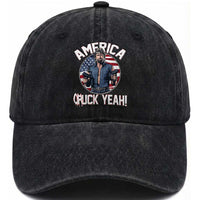 America Chuck Yeah Legendary Action Hero Washed Cotton Baseball Cap Patriotic USA Flag Tribute 4th of July Freedom Humor