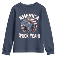 America Chuck Yeah Legendary Action Hero Youth Sweatshirt Patriotic USA Flag Tribute 4th of July Freedom Humor