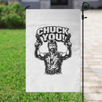 Chuck You Funny Action Legend Garden Flag Tough Guy Meme Dual Guns Retro Humor for Patriotic Fans