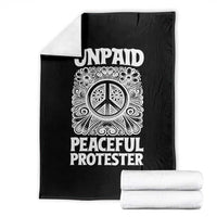 Unpaid Peaceful Protester Vintage Floral Peace Throw Blanket Hippie Style Activist Retro Anti War Boho Protest