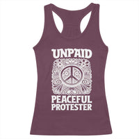 Unpaid Peaceful Protester Vintage Floral Peace Racerback Tank Top Hippie Style Activist Retro Anti War Boho Protest