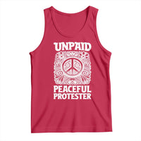 Unpaid Peaceful Protester Vintage Floral Peace Tank Top Hippie Style Activist Retro Anti War Boho Protest