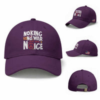 No Kings No Wars No Ice Bold Typography Baseball Cap Peace Symbol Anti War Activist Human Rights