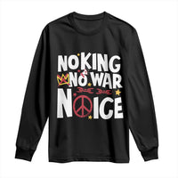 No Kings No Wars No Ice Bold Typography Long Sleeve Shirt Peace Symbol Anti War Activist Human Rights