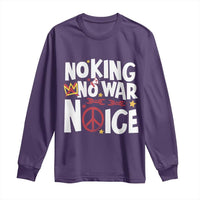 No Kings No Wars No Ice Bold Typography Long Sleeve Shirt Peace Symbol Anti War Activist Human Rights
