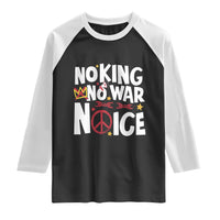 No Kings No Wars No Ice Bold Typography Raglan Shirt Peace Symbol Anti War Activist Human Rights
