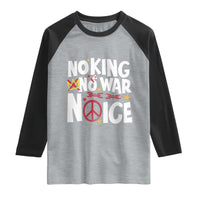 No Kings No Wars No Ice Bold Typography Raglan Shirt Peace Symbol Anti War Activist Human Rights
