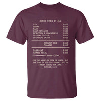 Jesus Paid It All Christian Receipt T Shirt Romans 6:23 Faith Message Sin Debt Inspirational Gift