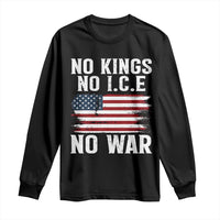 No Wars No Ice No Kings American Flag Long Sleeve Shirt Patriotic Protest Anti War Human Rights