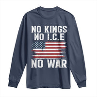 No Wars No Ice No Kings American Flag Long Sleeve Shirt Patriotic Protest Anti War Human Rights