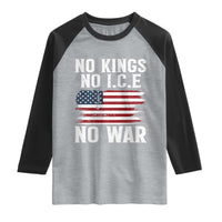 No Wars No Ice No Kings American Flag Raglan Shirt Patriotic Protest Anti War Human Rights