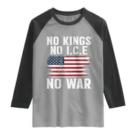 No Wars No Ice No Kings American Flag Raglan Shirt Patriotic Protest Anti War Human Rights