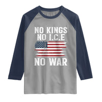 No Wars No Ice No Kings American Flag Raglan Shirt Patriotic Protest Anti War Human Rights