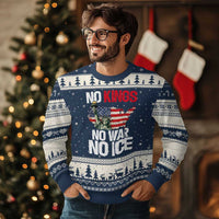 No Kings No Wars No Ice Statue of Liberty Ugly Christmas Sweater American Flag Patriotic Protest Freedom Democracy