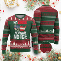 No Kings No Wars No Ice Statue of Liberty Ugly Christmas Sweater American Flag Patriotic Protest Freedom Democracy