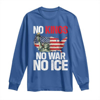 No Kings No Wars No Ice Statue of Liberty Long Sleeve Shirt American Flag Patriotic Protest Freedom Democracy