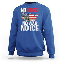 No Kings No Wars No Ice Statue of Liberty Sweatshirt American Flag Patriotic Protest Freedom Democracy