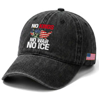 No Kings No Wars No Ice Statue of Liberty Washed Cotton Baseball Cap American Flag Patriotic Protest Freedom Democracy