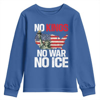No Kings No Wars No Ice Statue of Liberty Youth Sweatshirt American Flag Patriotic Protest Freedom Democracy