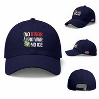 No Kings No Wars No Ice Statue of Liberty Baseball Cap American Flag Patriotic Protest Human Rights