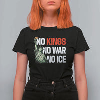 No Kings No Wars No Ice Statue of Liberty T Shirt For Women American Flag Patriotic Protest Human Rights