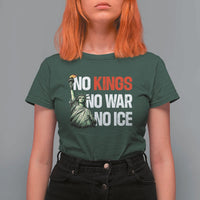 No Kings No Wars No Ice Statue of Liberty T Shirt For Women American Flag Patriotic Protest Human Rights