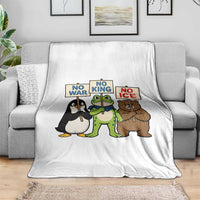 No Wars No Ice No Kings Animal Protest Throw Blanket Frog Penguin Bear Resist Human Rights Activist