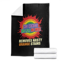 No Wars No Ice No Kings Retro Rainbow Throw Blanket Remove Nasty Orange Stains Protest Political Satire