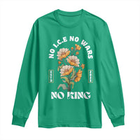 No Wars No ICE No Kings Floral Vintage Long Sleeve Shirt Retro Flower Peaceful Protest Statement