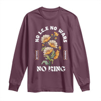 No Wars No ICE No Kings Floral Vintage Long Sleeve Shirt Retro Flower Peaceful Protest Statement