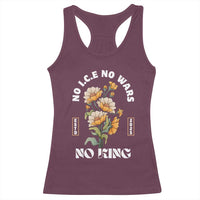 No Wars No ICE No Kings Floral Vintage Racerback Tank Top Retro Flower Peaceful Protest Statement