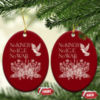 No Wars No Ice No Kings Botanical Dove Ceramic Ornament Peace Symbol Anti War Human Rights Protest