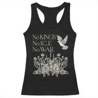 No Wars No Ice No Kings Botanical Dove Racerback Tank Top Peace Symbol Anti War Human Rights Protest
