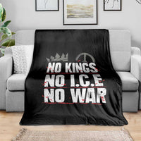 No Kings No Wars No Ice Protest Distressed Throw Blanket No Crown Just Peace Anti War Freedom Supporters